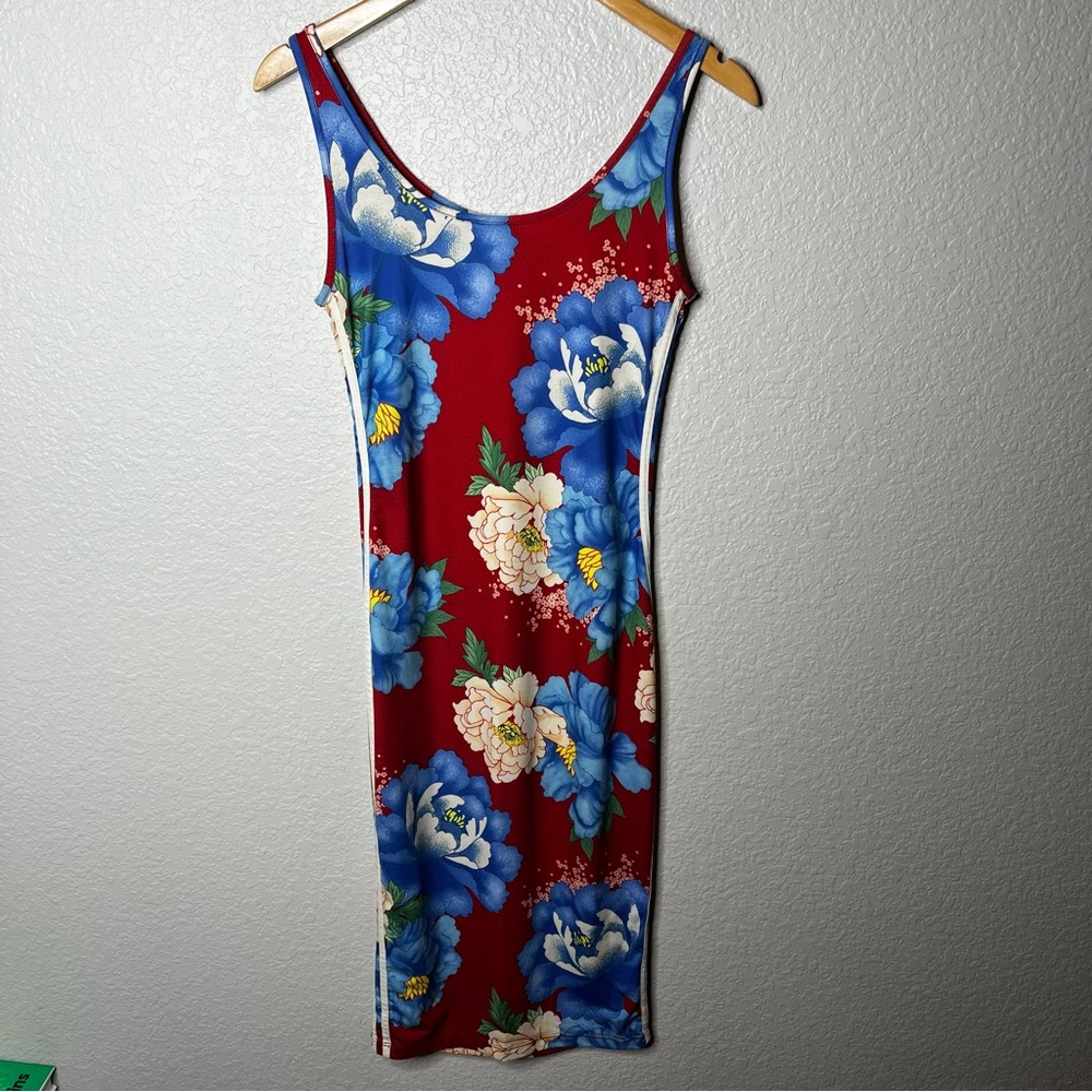 Adidas Originals x FARM Rio Chita Tank Dress Bodycon‎ S Stripes Floral Red Small - Picture 6 of 16
